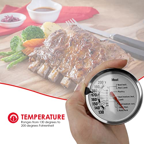 Home Basics, Silver (1 Instant Read Large Stainless Steel Mechanical Meat Thermometer, 2.5" X 2.5" X 5.25" #TOP4