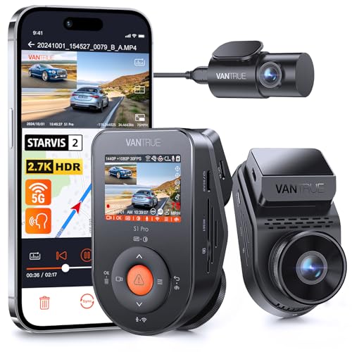 Vantrue S1 Pro AI Dash Cam Front and Rear, Dual 1440P Dash Camera...