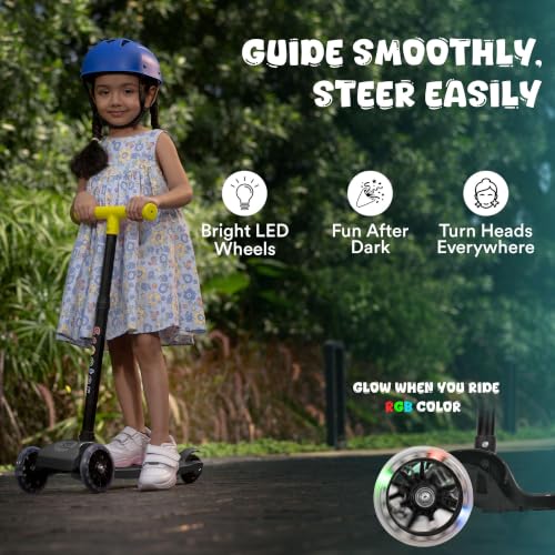 Image of Tinyberg | Scooter for Kids 3+ Years | 3-Wheels Scooter with LED Flashing Wheels | Adjustable Height, Foldable & Lightweight, Foot Brake, Kick Scooter for 50kg Capacity