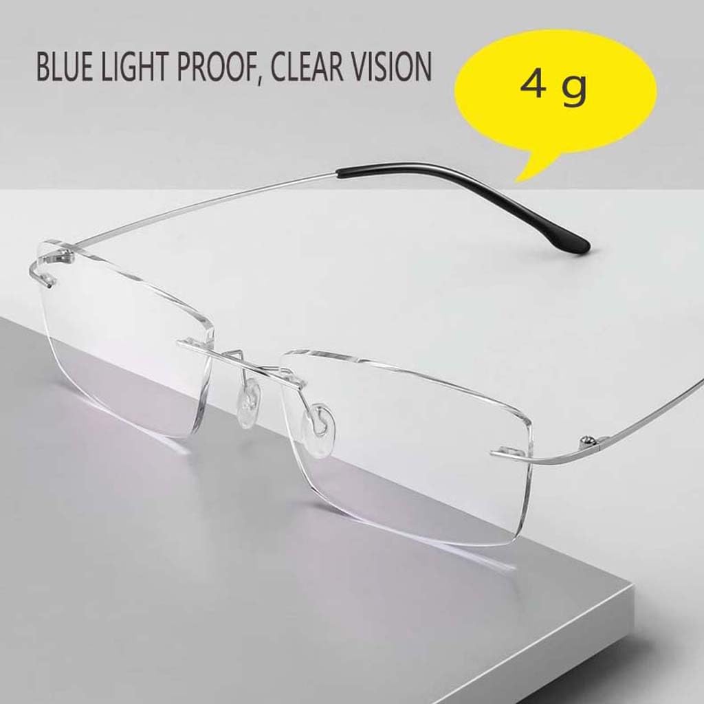 WZX Gafas de Lectura de vanguardia sin Marco Gafas de Lectura antifatiga ultraligeras Gafas de computadora Gafas de Lectura para Ancianos sin Marco para Hombre Luz Anti-Azul multifocal