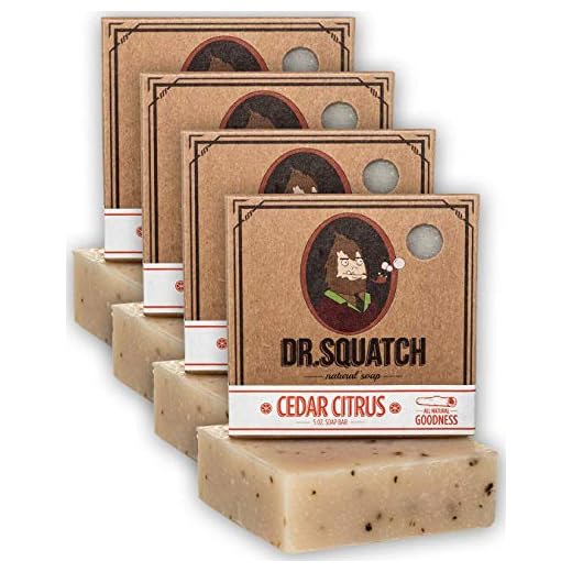 Dr. Squatch Men's Soap 4-Pack Bundle – Cedar Citrus Scented Natural Bar Soap for Men – Skin Exfoliating and Body Nourishing – Organic Handmade in USA (4 Bar Set)