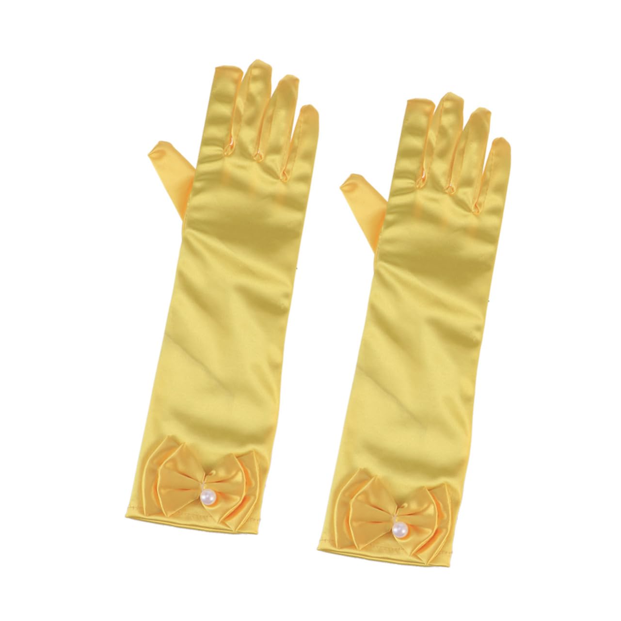 TENDYCOCO Elegant Flower Girl Gloves Long Satin Gloves Bowknot for Boys and Girls' Dress Wedding Party