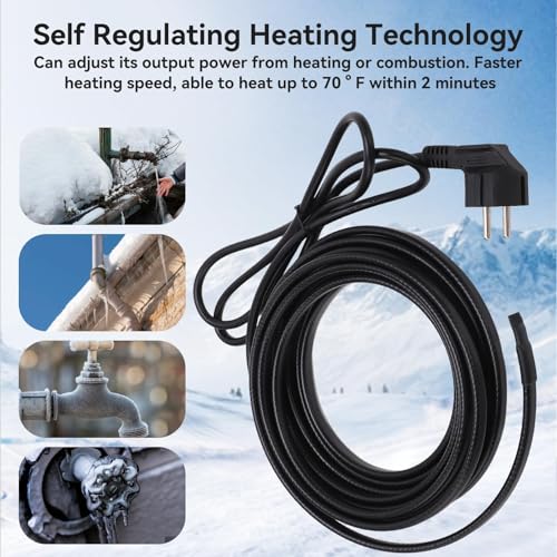 Frostschutz Heizkabel mit Thermostat, Selbstregulierendes Eisfrei Heizkabe, Rohrheizkabel, EU 220V 5m Wasserrohrheizband für Rohrfrostschutz Selbstregulierend mit Stecker für den WasserleitungWder