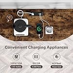 Zarler Bar Table Cabinet with Power Outlet, LED Home Mini Bar Cabinet for Liquor, Metal Wine Bar Stand with 4-Tier Storage, Easy to Assemble, Brown - Image 5