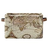 AUUXVA Globe Travel World Map Storage Basket Collapsible Cloth Storage Cube Basket Bins Organizer...