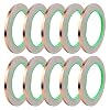 10 Pack Copper Tape with Double Side Conductive Adhesive,Copper Foil Tape Self Adhesive EMI Shielding,Paper Circuits,Electrical Repairs,Guitar Repairs,Grounding,Stained Glass,Crafting(1/4x21.9yards)