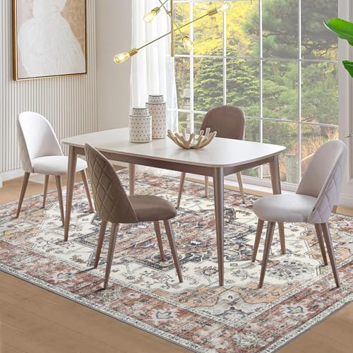 WONGS BEDDING Vintage Waschbarer Teppich Boho Kurzflor 160x230cm, Dunkelrot – Ansicht 6