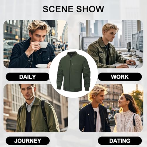 Image of AOTORR Men's Jackets Bomber Lightweight Casual Baseball Sports Work Hiking Jacket Outwear with Zip Pockets