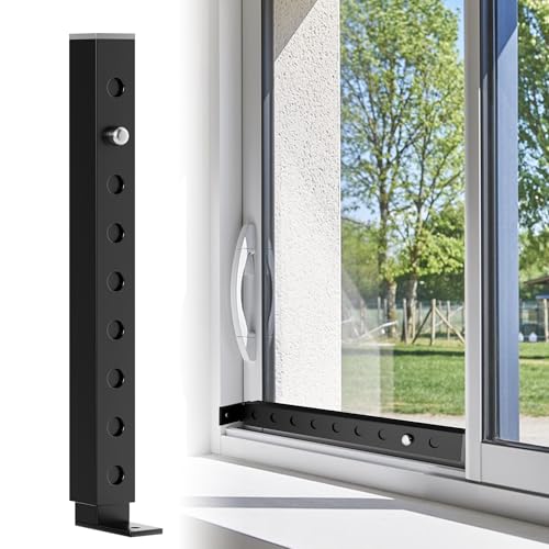 ZhouDaShu Adjustable Window Lock Bars Vertical, Small Window Bars Security Inside, Window Locks for Up and Down Windows, Window Ac Unit Ssecurity Bars Extends from 9.8-16.7 in -Black (Steel 2 Pcs)
