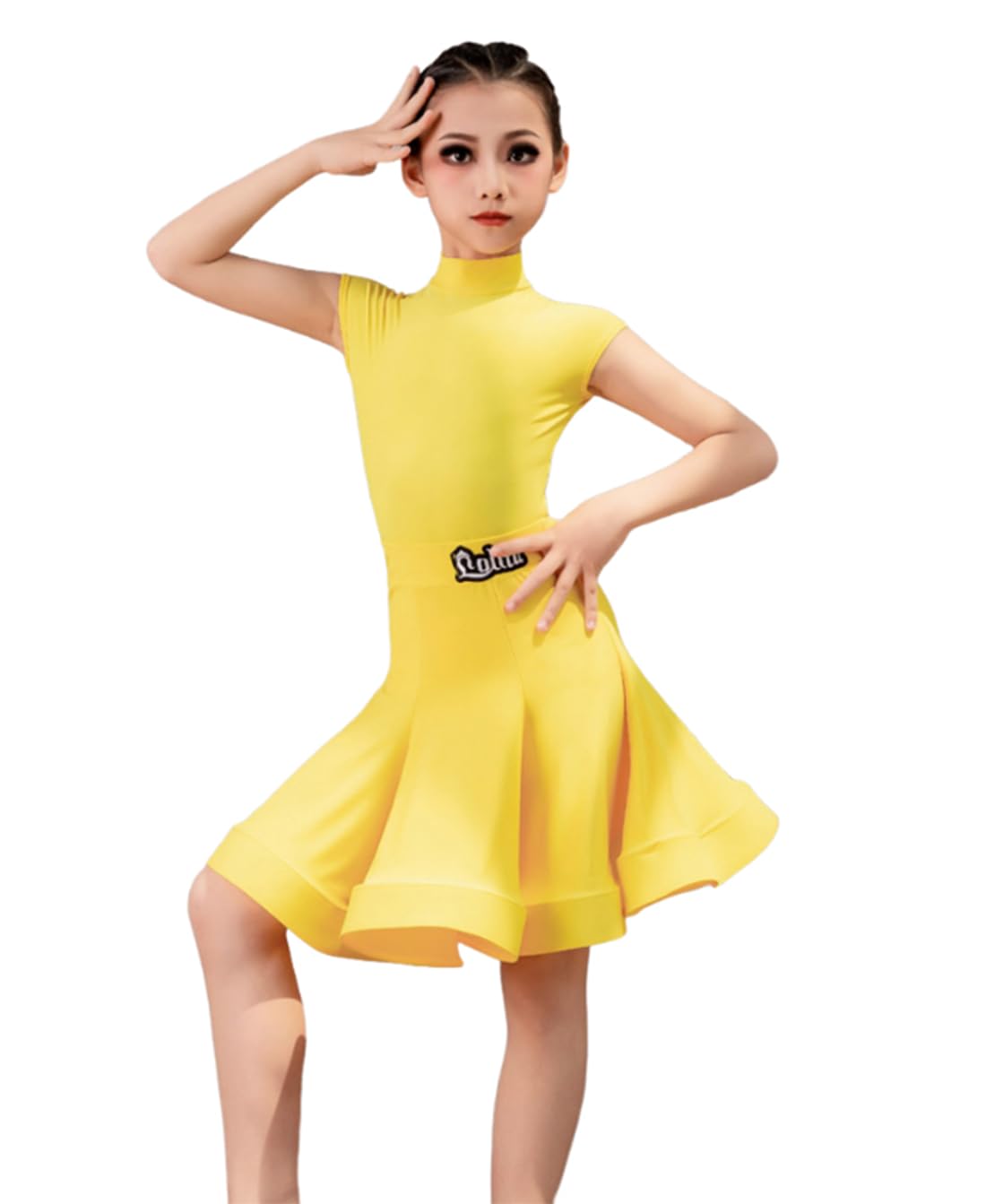 OTMYIGO Vestido de Baile para niñas, Vestidos de Baile de salón para niñas Ropa de Baile de Rumba Samba y Tango Falda de Baile Traje de competición Latina