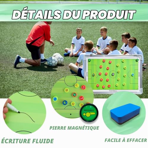 RoseFlower Tableau Tactique de Football, Entraîneur Magnétique Stratégie d'Entraînement Portable pour Compétition (Taille: 45 x 30 cm) – vue 3