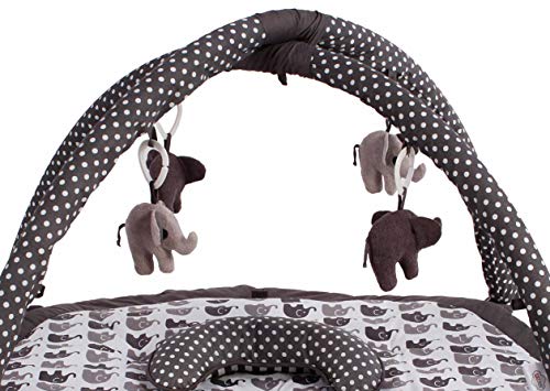 Bacati Elephants Unisex Activity Gym With Mat, Grey #TOP3