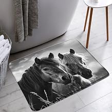 Horse Bath Mat Rustic Farmhouse Animals Country Western Bathroom Bathtub Floor Rugs Doormat Toilet Decor,18 x 30 in