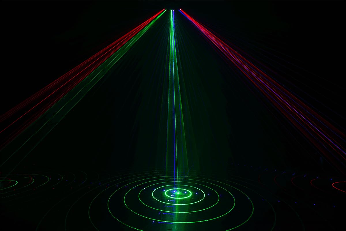 ALGAM LIGHTING - SPECTRUM SIX RGB - Laser d'Animazione 6 Raggi 360mW RGB - Laser Class 3B - IP20-300 x 210 x 140 mm