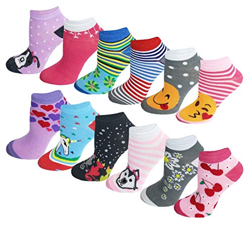 Differenttouch 12 Pairs Pack Women Low Cut Colorful Fancy Design Ankle Socks