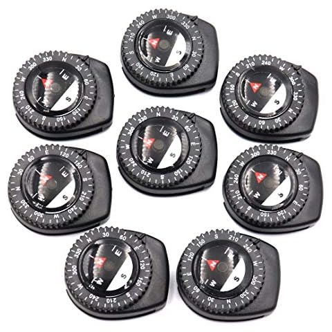 DETUCK® TM Little Clip Compasses Liquid Filled Bearing Compass Wrist Compass Handy Button Compass Set for Watchband, Wristband,Bracelets,Strap,Sleeve,etc (pack of 8) Cover