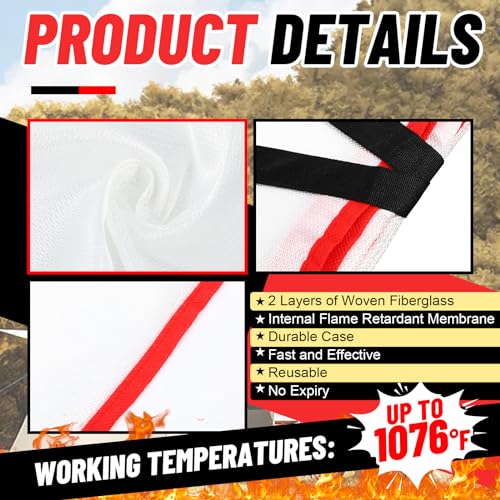 10 Pack Emergency Fire Extinguisher Blankets with Fireproof Gloves and Hooks for Home and Kitchen Safety Fire Retardant Blankets for House Fireplace Car Suppression Flame (39.37 x 39.37 Inch) - Image 4