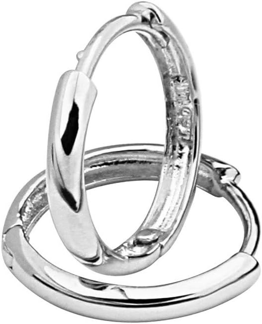 14k White Gold 2mm Thickness Hoop Huggie Earrings (13 x 13 mm)
