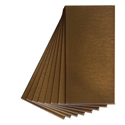 Aspect Peel and Stick Backsplash 3in x 6in Brushed Bronze Short Grain Metal Tile for Kitchen and Bathrooms (8-Pack)