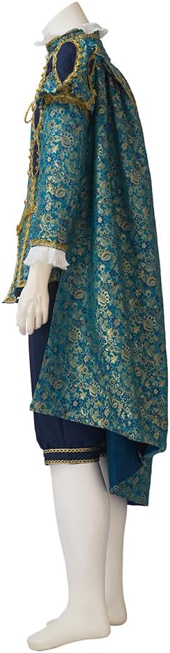 Victorian Costume Men Rococo Costume Suit Jacket Vest Prince Cosplay Halloween (XXL, Blue 2) - Image 3