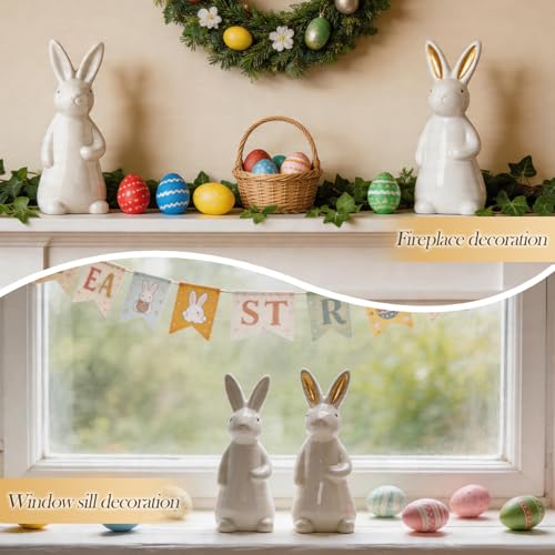 Figura Decorativa Conejo Blanco de Cerámica 7.2 Pulgadas miniatura 7