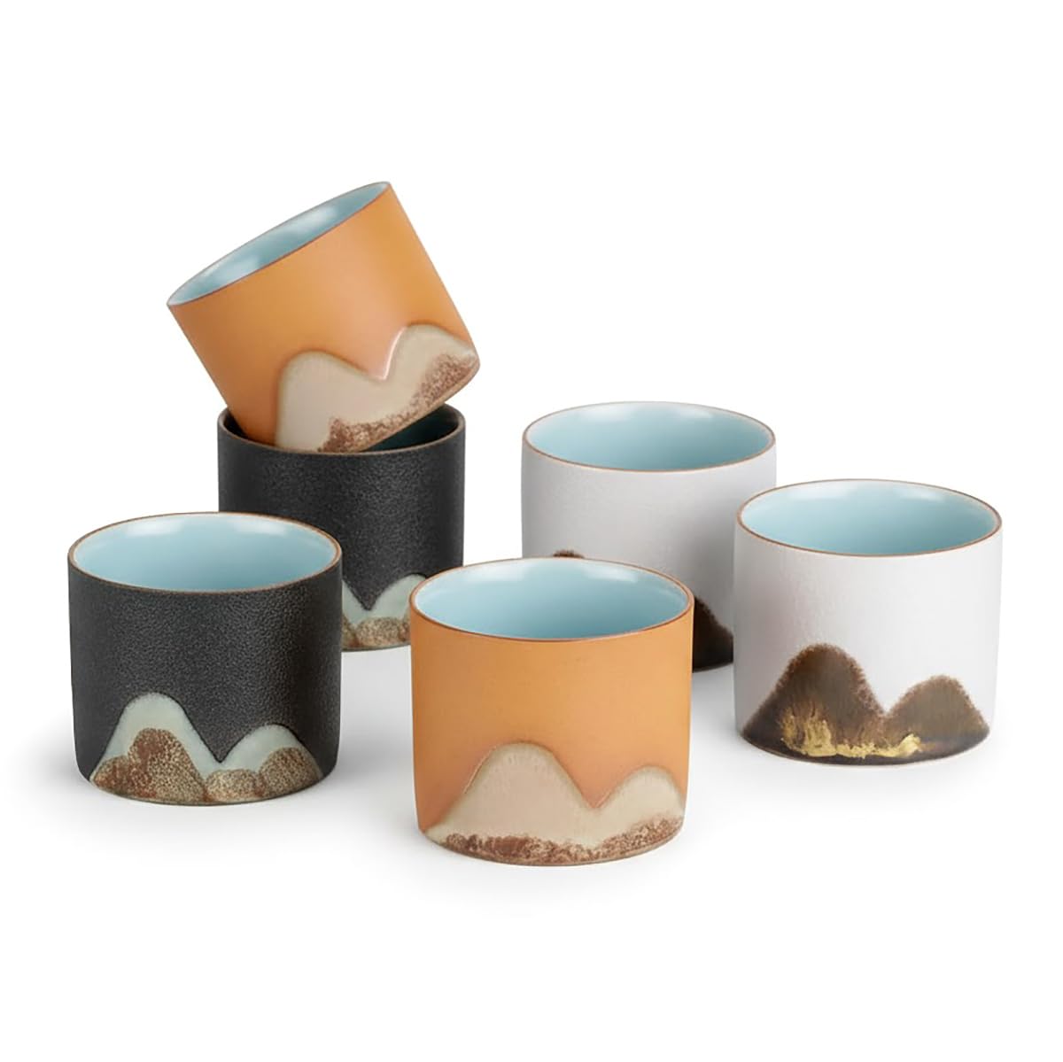 Juego de Tazas de Sake Japonés - 6 Unidades Hechas a Mano - Cuencos de Cerámica | Servicio de 55 ml