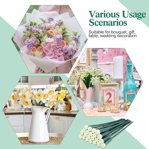 Image of Tessco for you 90 Pcs Floral Water Tubes 12 Inch Floral Tubes Plastic Flower Supplies for Fresh Flowers with Rubber Cap for Flower Stem Arrangements Florist Supplies(Green)