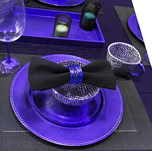 Image of SKAVIJ Handmade Twisted Wire Mesh Napkin Rings Holders Decor Dinner Party Wedding Thanksgiving Christmas Gathering (Blue 4pcs)