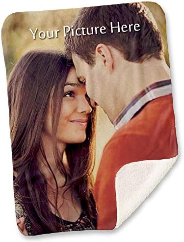 NIWAHO Custom Sherpa Blanket with Photo, Personalized Picture Blankets, Photo Print Throws Blankets, Customized Photo Blanket for Adults Kids, Mothers Days Birthday Christmas Wedding Gift