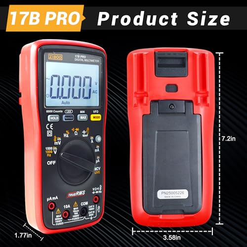 Image of ZIBOO 17B PRO True RMS Digital Multimeter Measures AC /DC Voltage and Current Measurements up to 1000V and 10A (Optional AC Pliers)
