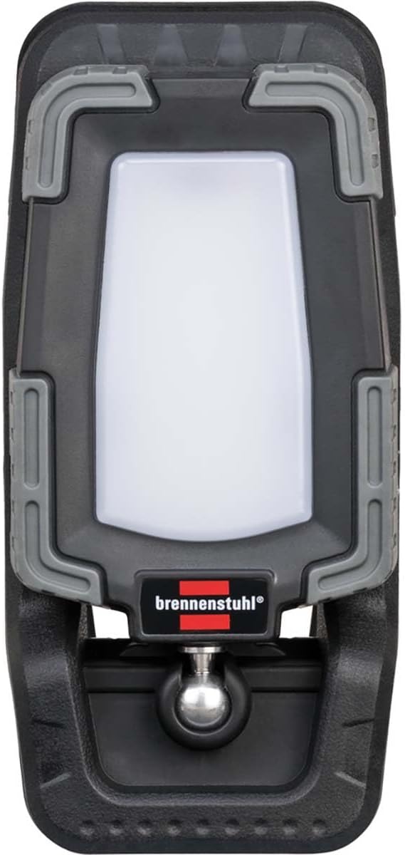 Brennenstuhl CL 1050 MA Rechargeable Adjustable LED Clamp Light (10W, 950lm, IP65, Rechargeable LED Construction Light with Clamp and Articulated Ball Head, USB, External Battery Function)