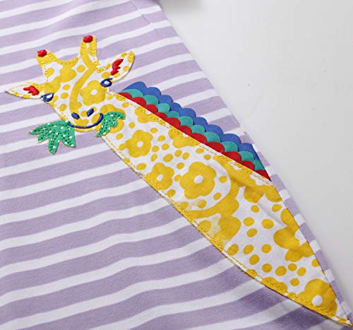 GSVIBK Little Girl Cotton Dress Kid Short Sleeve Cartoon Dress Baby Cute Dress 359 1-2T