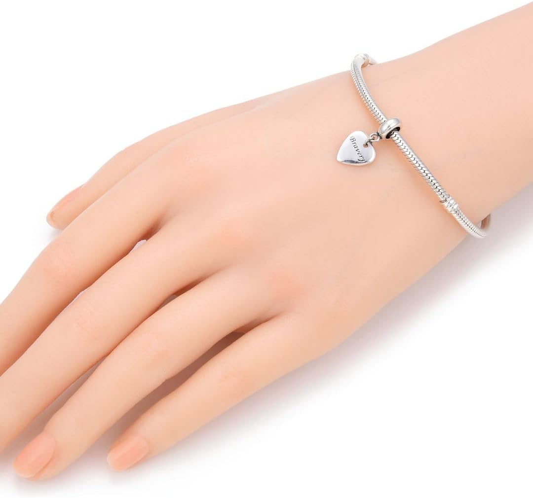 Adabele Solid 925 Sterling Silver Love Heart Dangle Bead Charm Fit Pandora All Other Charm Bracelet Necklace Women Birthday Personalized Jewelry Gift