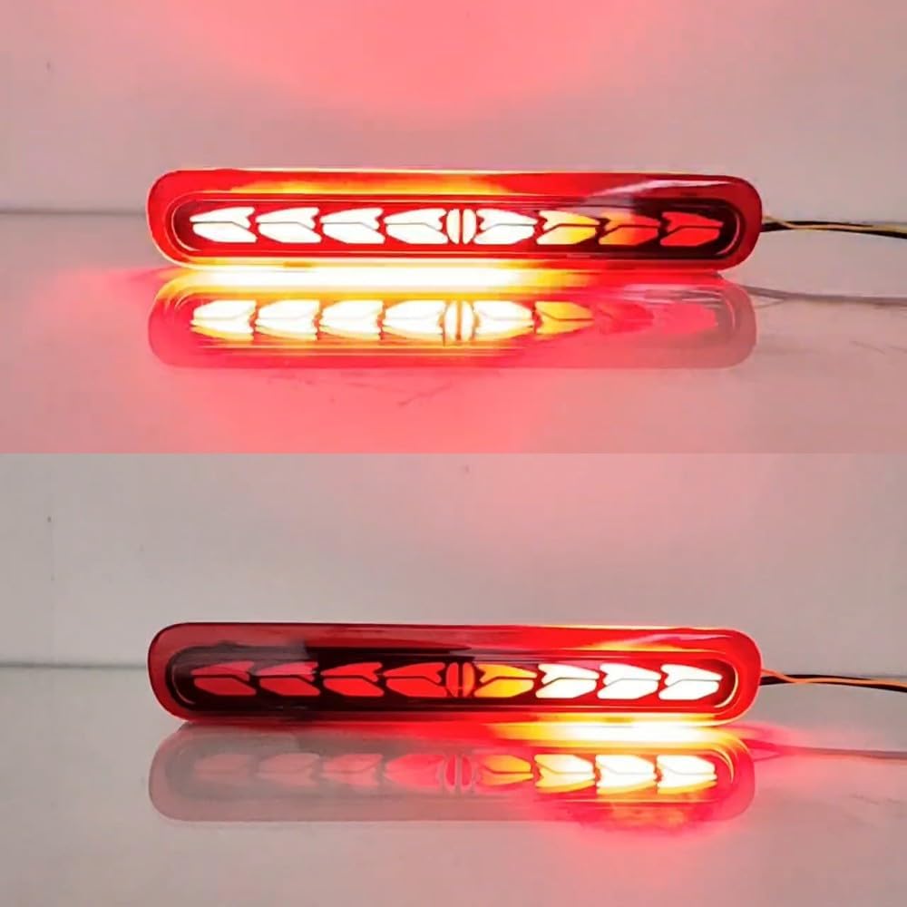LED High-mount Brake Lights compatible for Toyota Hilux Vigo 2004-2014, Night DRL+ Brake Light + Streamer Turn Signals, Red Shell, Start Scan