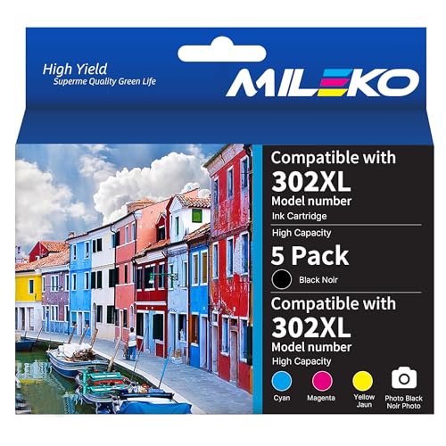 302XL Lot de 5 cartouches d'encre reconditionnées pour Epson XP-6100 Compatible avec Epson Expression Premium XP 6000 XP 6100 Lot de 5 cartouches d'encre Epson 302