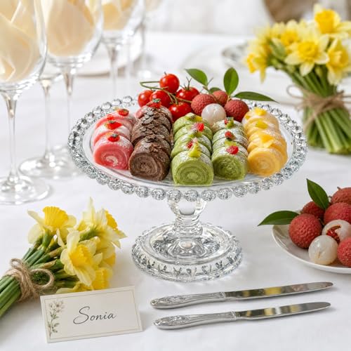 OUNONA Crystal Glass Fruit Tray, 19.5 cm (7.67 inch) Decorative Serving Platter for Kitchen Counter Afternoon Tea and Parties, Elegant Snack and Dessert Display Tray by OUNONA - Image 6