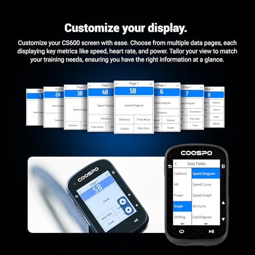 COOSPO Color Touchscreen GPS Bike Computer CS600, Wireless IPX7 Waterproof Cycling GPS Speedometer with Bluetooth/ANT+, Backlight Route Navigation, Support Bike Radar & 36H Battery Life - Thumbnail 5