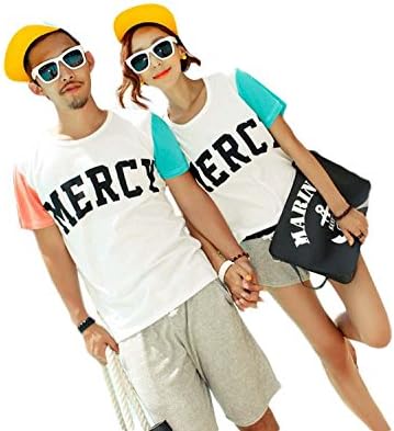 Amazon ノーブランド セット ペアｔシャツ カップルお揃いで お揃いペア ペアルック カップル上着 プリント ロマンティック ご夫婦 半袖ｔシャツ アルファベット 男女 ペアｔシャツ ビーチセット 彼女 奥さん お誕生日 結婚記念日 銀婚式