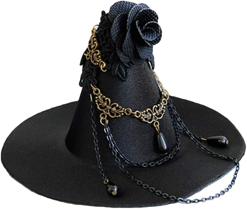 Beaupretty Hat Clip, Witch Hat Mini Top Hat Gothic Witch Hat Headband Black Fascinator Hat, Steampunk Accessories Party Costume Stage Show Props