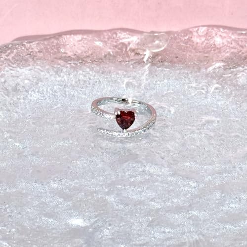 Kokoma Love Heart Ring for Women Shiny Heart Shaped Cubic Zirconia Ring Adjustable Open Band Wrap Finger Rings Eternity Promise Engagement Fashion Jewelry4