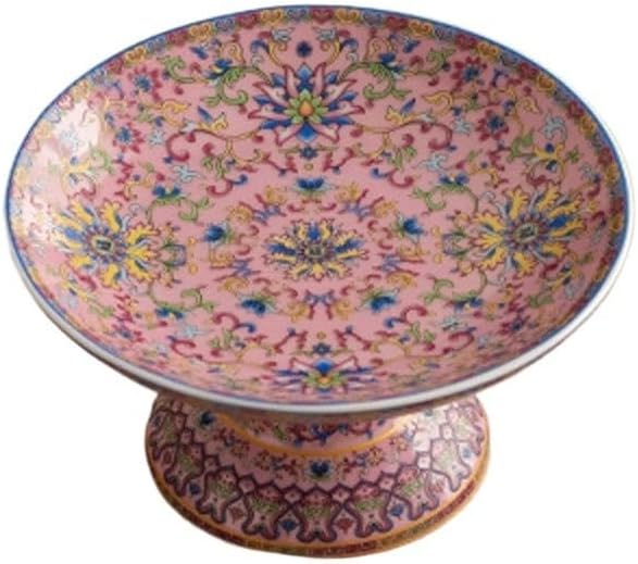 Jing De Zhen Ceramic Fruit Platter Home Use Chinese Retro High Legged Inventory Heart Plate