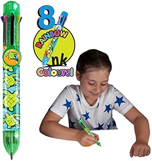 Deluxebase Rainbow Writer - Sea Turtle, Multicolour Pen from 8 in 1 retractable ballpoint pen, great novelty pens for kids and ideal office or school supplies