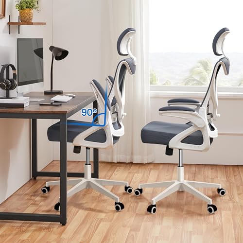 Sedia Ufficio Ergonomica con Braccioli Poggiatesta Regolabile Schienale Alto Funzione Dondolo Poltrona Scrivania Girevole in Rete Traspirante con Supporto Lombare Nera/Grigia - Sedia gaming - Immagine 1