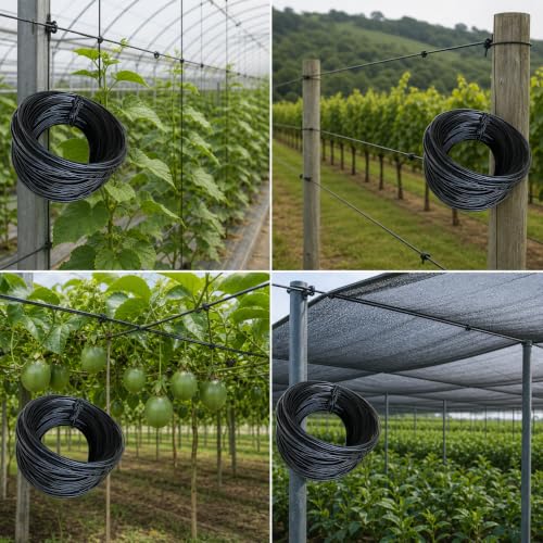 Alambre de soporte Baoblaze para enrejado y plantas, línea para invernadero de PET de alta resistencia para tensión confiable y configuración sencilla, apto para huertos, color negro, 1,5 mm (100 m) miniatura 5