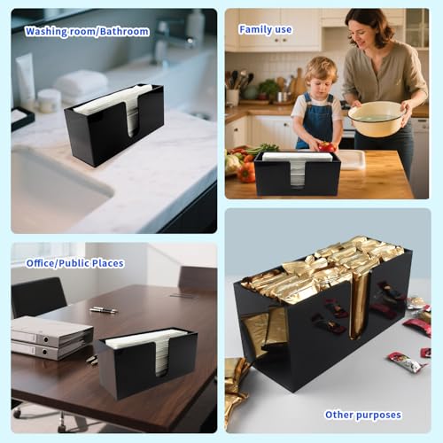 Paper Towel Holder for Countertop, 2 Pack Black Acrylic Napkin Dispenser by CDIVEFTN - Used condition - Image 2