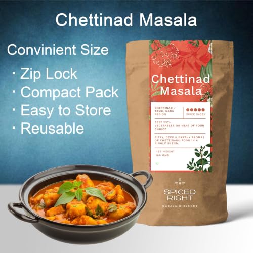 Image of Chettinad Masala - 200 g | South Indian Blend for Chicken, Mutton & Prawns | No Preservatives or Artificial Colors | Authentic Hot Masala Spice Powder for Biryanis, Fish Curries & Gravies