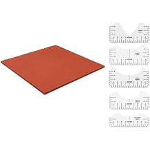 15x15 Silicone Heat Press Mat with Dressing Ruler Set, 0.3 Thickest Silicone Heat Press Pad for Heat Press Machine, Flat Heat Transfer Press Replacement Pad