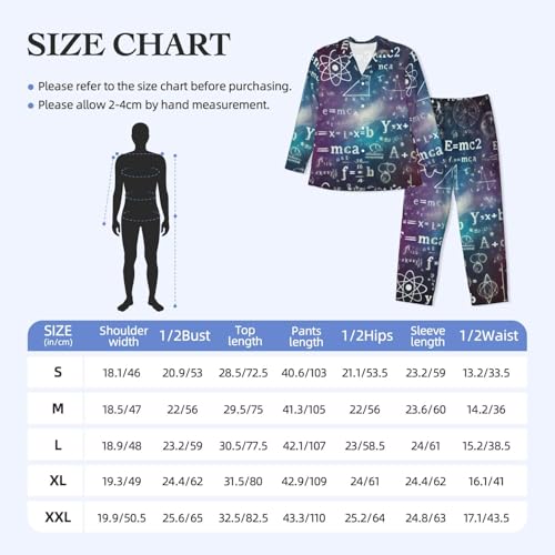 Mens Long Sleeves Pajama Set Math Physics Formulas Cozy Two-Piece Loungewear For Nighttime Comfort,Casual Wear2