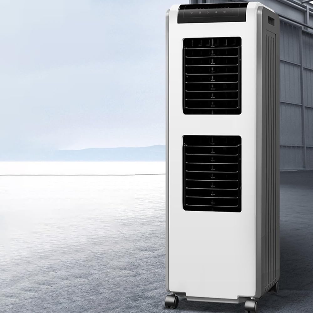 Refroidisseur d'air par évaporation Refroidisseur d'air tour avec réservoir de 30 L, double entrée d'eau