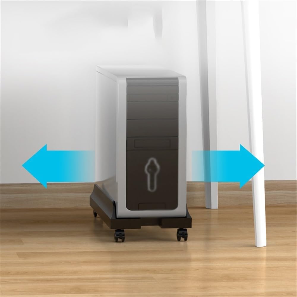 CPU Stand PC Tower Desktop CPU Rolling Stand Adjustable Mobile Cart Holder with Locking Caster Wheels Gaming PC Holder, Black/White Computer Tower Stand(White)